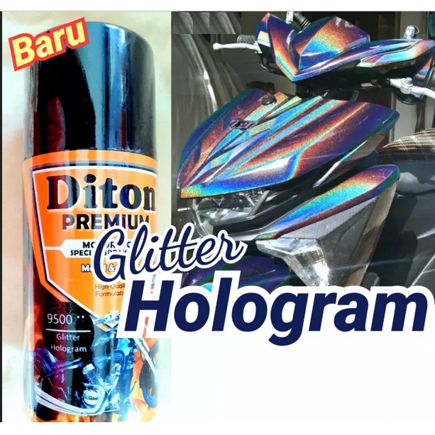 DITON Premium Pilok Pilox Cat Semprot - 9500** Glitter Hologram Efek Pelangi / Rainbow (300cc)