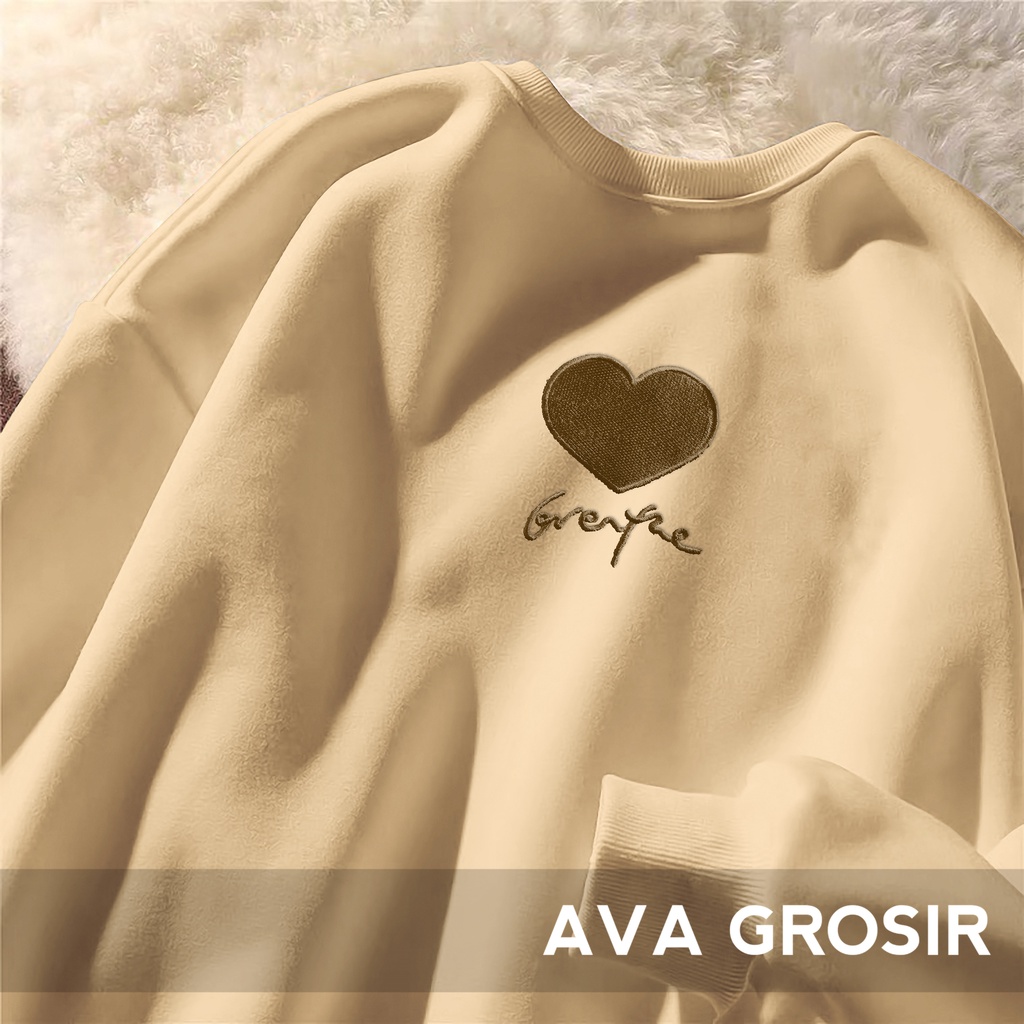 Sweater Crewneck Wanita Fine LoVe - Korean Sweatshirt - Baju Wanita - Bahan Fleece - Allsize-1