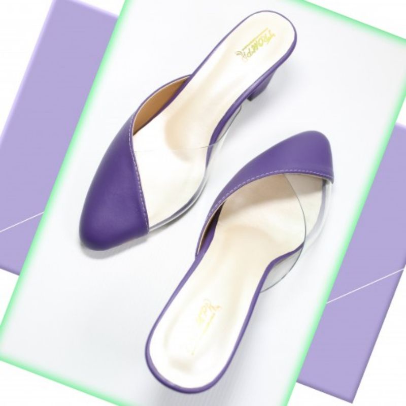 SEPATU SANDAL PESTA HAK TINGGI HEELS BRANDED PTP002 PUTIH UNGU