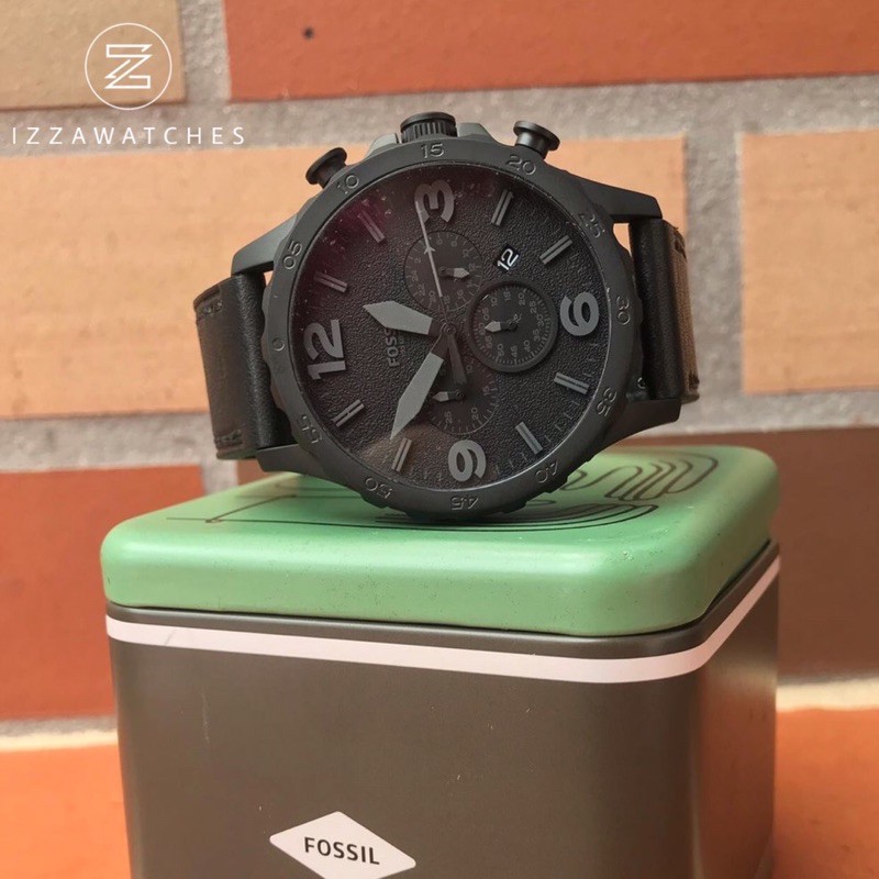 JR1354 Nate Chronograph Black Leather Strap