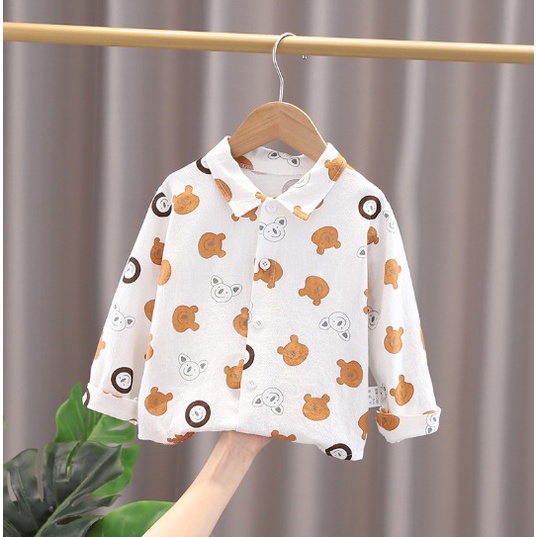 Kemeja anak cewek cowok import Baju anak import atasan anak import baju anak kemeja POLE BEAR PUTIH / KUNING WINNIE THE POOH