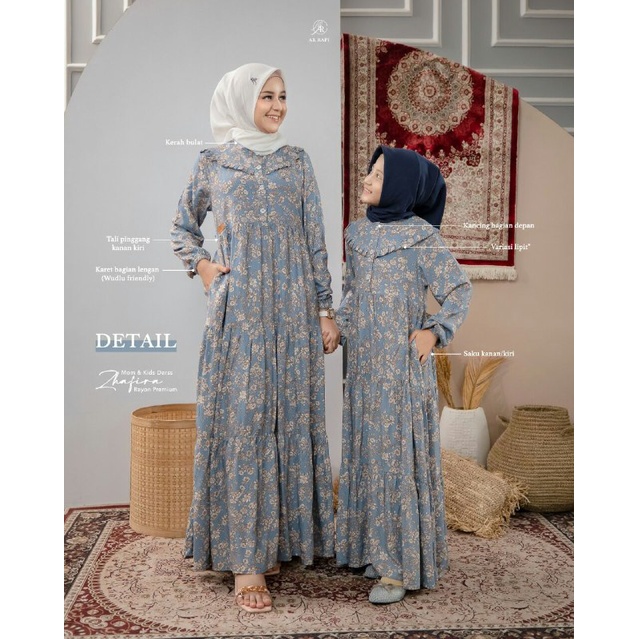 Gamis Motif Dress Zhafira By Arrafi ORI Dress Couple Mom dan Anak Dress Zhafira Dress Arrafi anak mu