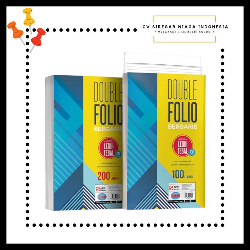 

(1 Pack) Kertas Double Folio Bergaris Isi 100 Lembar/Sheet 70 GSM Merk Sinar Dunia (SIDU) ORI Murah Berkualitas