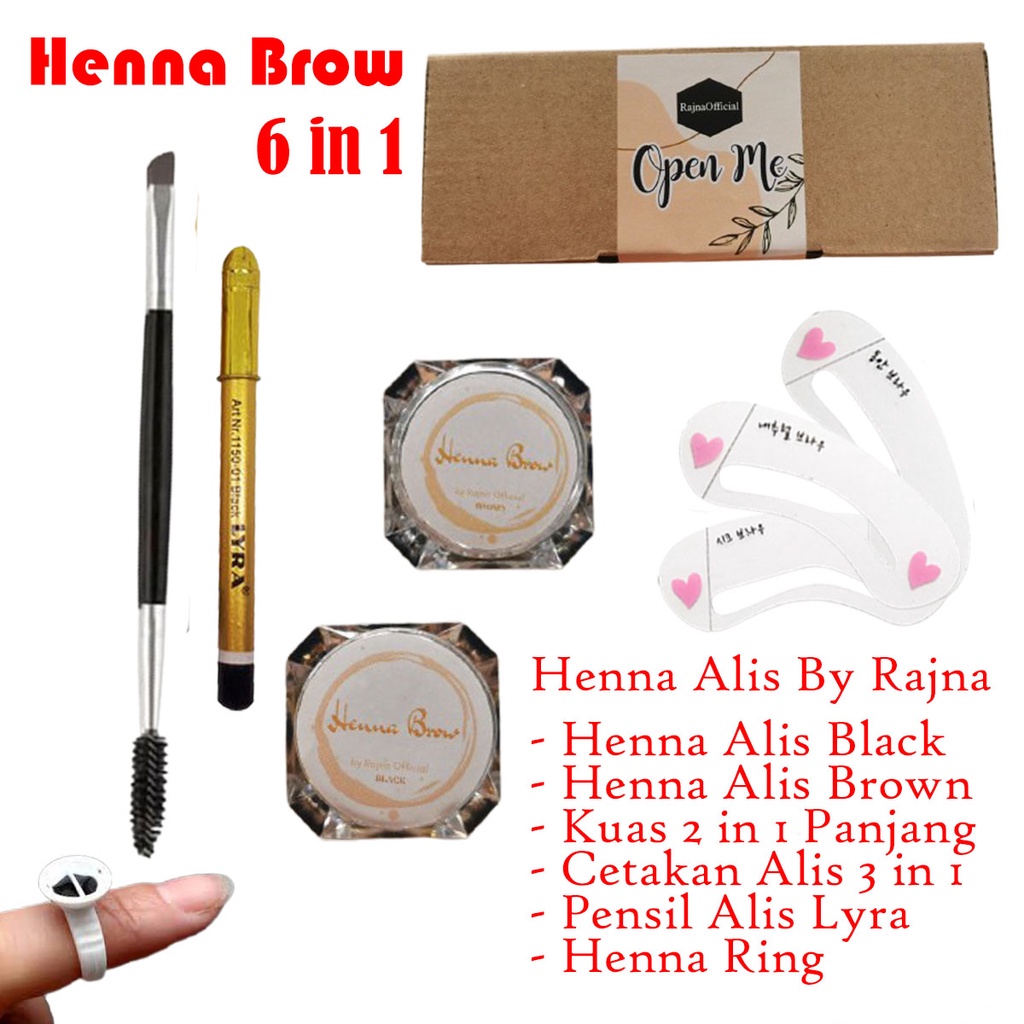 ORIGINAL HENNA ALIS / HENNA BROW KIT BY RAJNA 6 IN 1 WITH BOX
