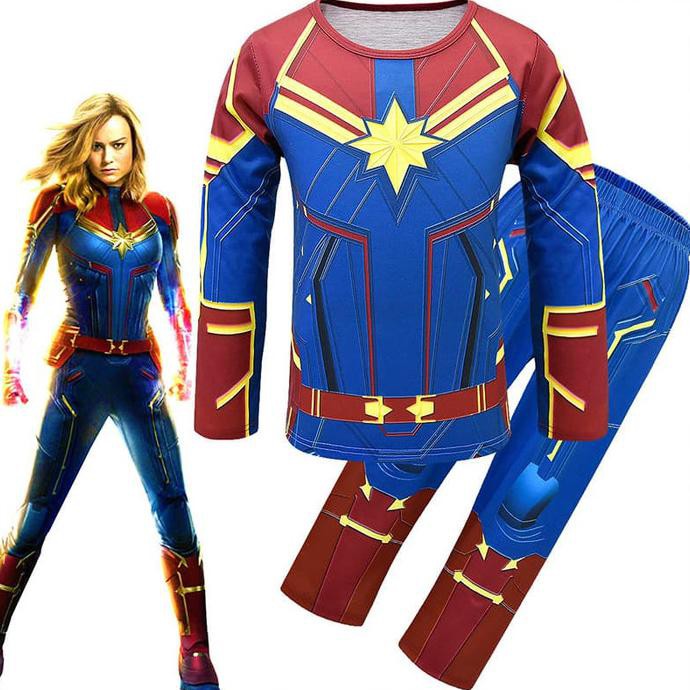 Jual Kostum Captain Marvel Kostum Anak Captain Marvel Set Superhero Costume  - 140 Indonesia|Shopee Indonesia