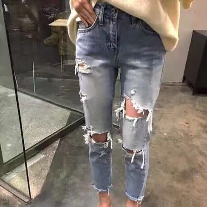 Pakaian Wanita Bigsize Jumbo Celana Import Bangkok Jeans import Size M Kode BKK041