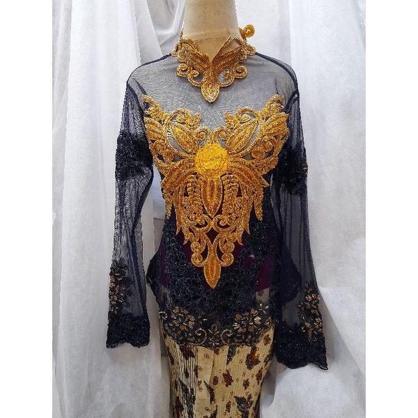 Kebaya atasan tile bordir hitam