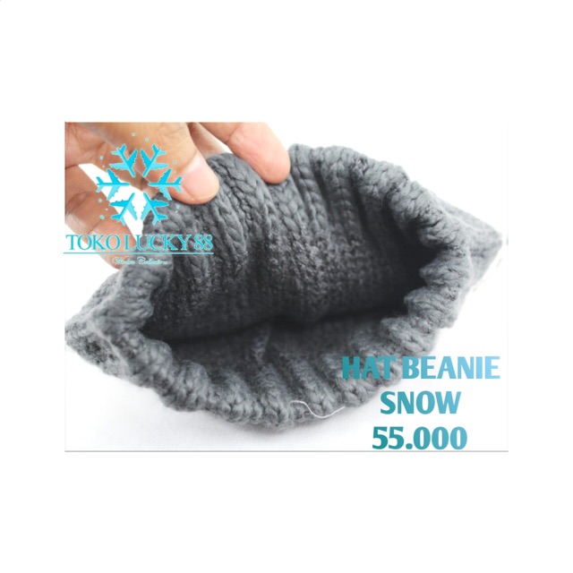 IMPORT Hat Beanie Snow Grey Topi Kupluk Abu Hat Beanie Grey Winter Musim Dingin