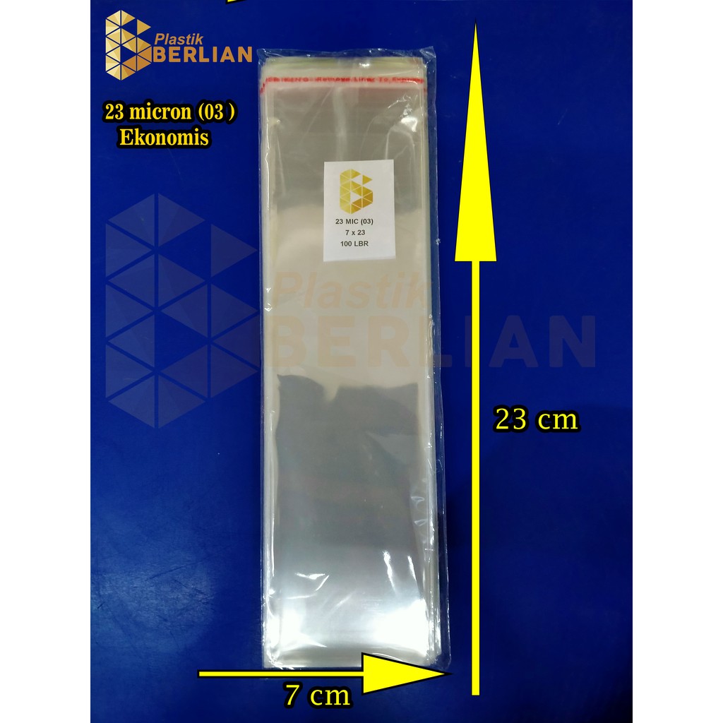 

7 x 23 cm Plastik OPP EKONOMIS 23micron (100 lbr) (lem/seal)