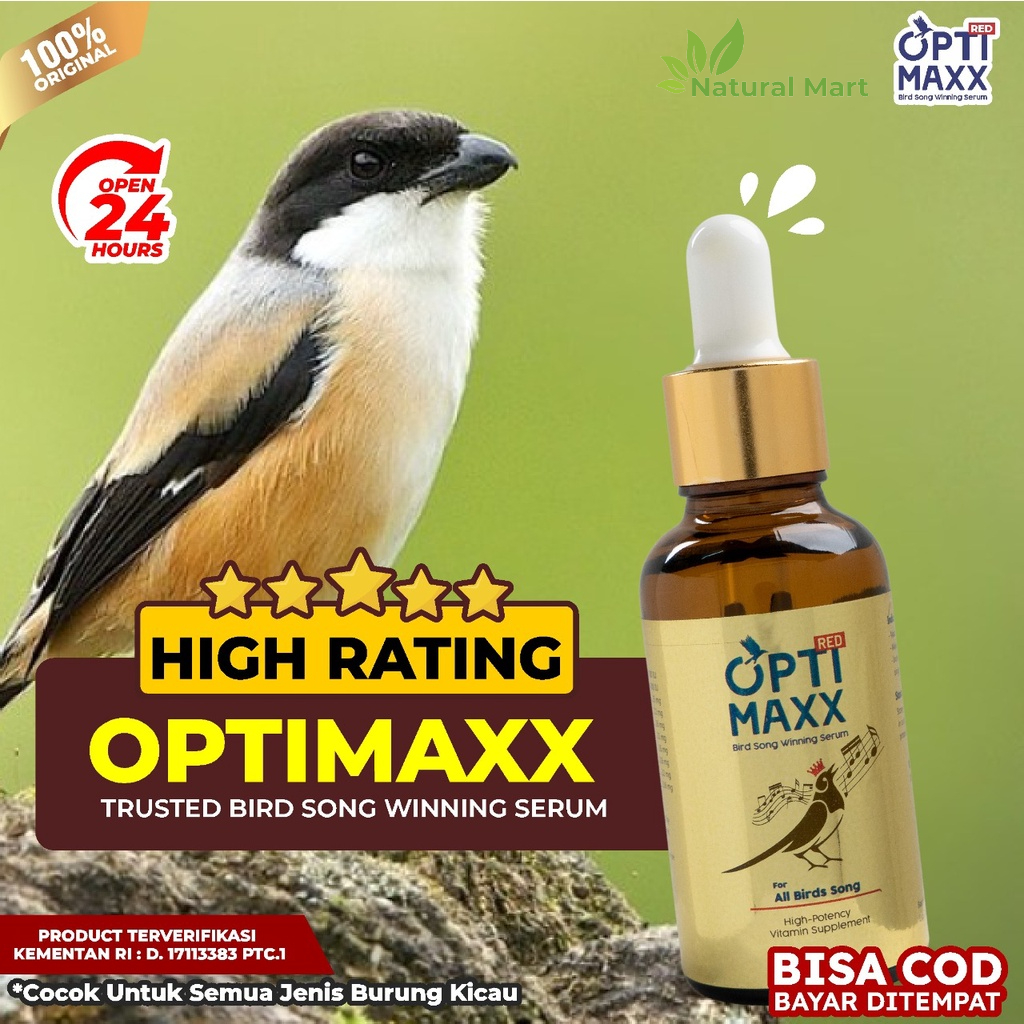 Optimaxx - Optimax Multivitamin Penggacor Gacor Burung Kicau Lovebird Murai Murai Batu Atp Masteran Doping Jalak Suren Anis Merah Kacer Isi 30ml