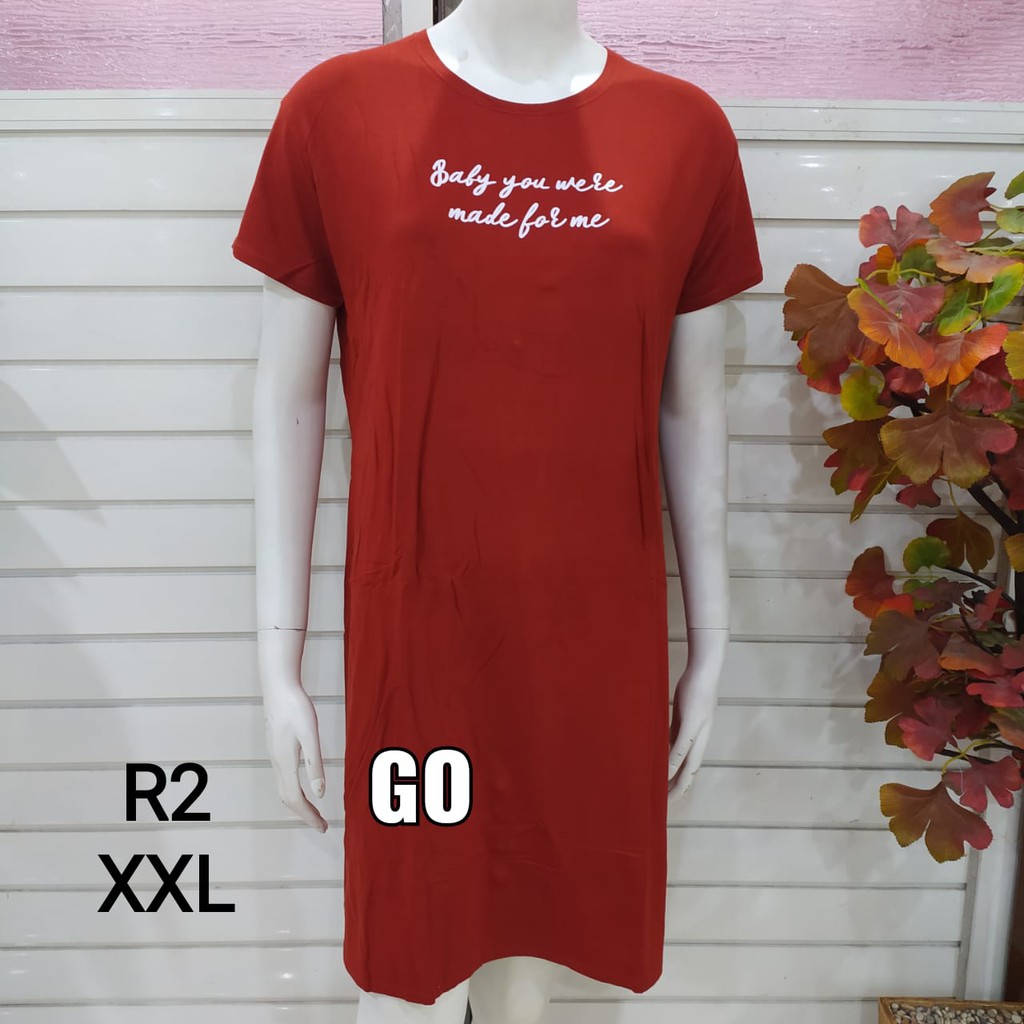 gof DP LMN DRESS/DASTER Wanita Casual Motif Polos Pakaian Perempuan Lengan Pendek