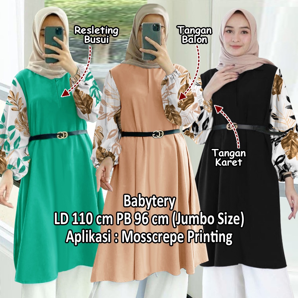 Tunik Jumbo - Gamis Wanita Kekinian - Baju Atasan Wanita - Bungaz Motif Gabungan - Lexoir-1
