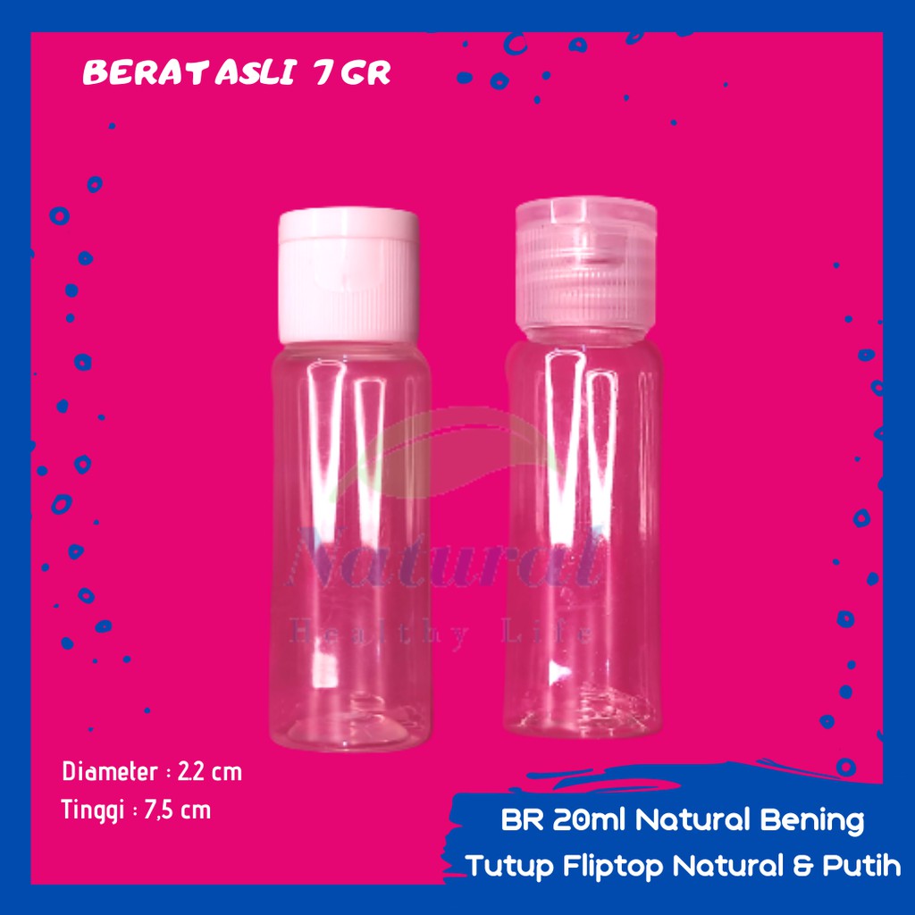 Botol 20ml Natural Bening  Fliptop neck 18 Bahan PET