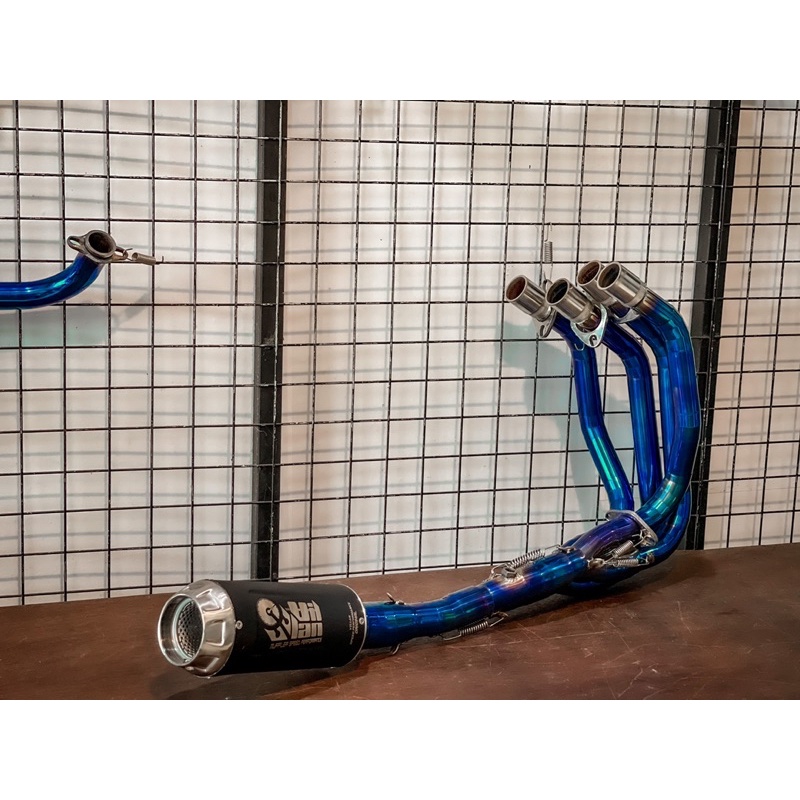 KNALPOT VILLAN FULL SYSTEM ZX25r ZX250 TYPE ZX1 HEADER BLUE