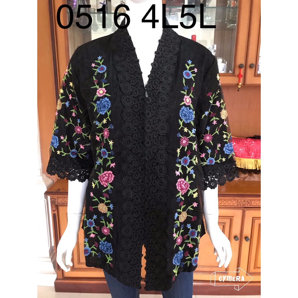 Kebaya jumbo alexuez hitam 0516 bordir organdi kebaya premium