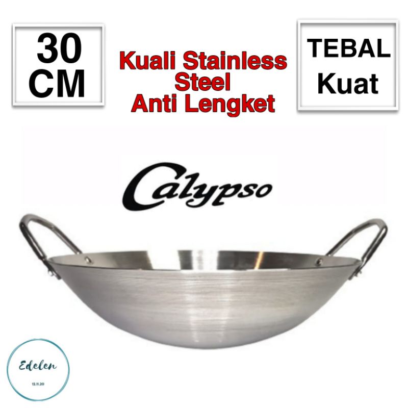 Kuali Anti Lengket Stainless Steel 30 CM Calypso Kuali Besar Kuali Stainless Kuali Kecil Wajan Anti 