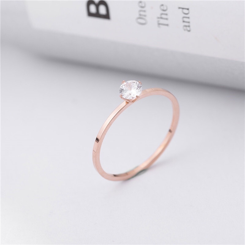 Cincin Titanium Single Diamond Korea Style Fashion Elagan Style