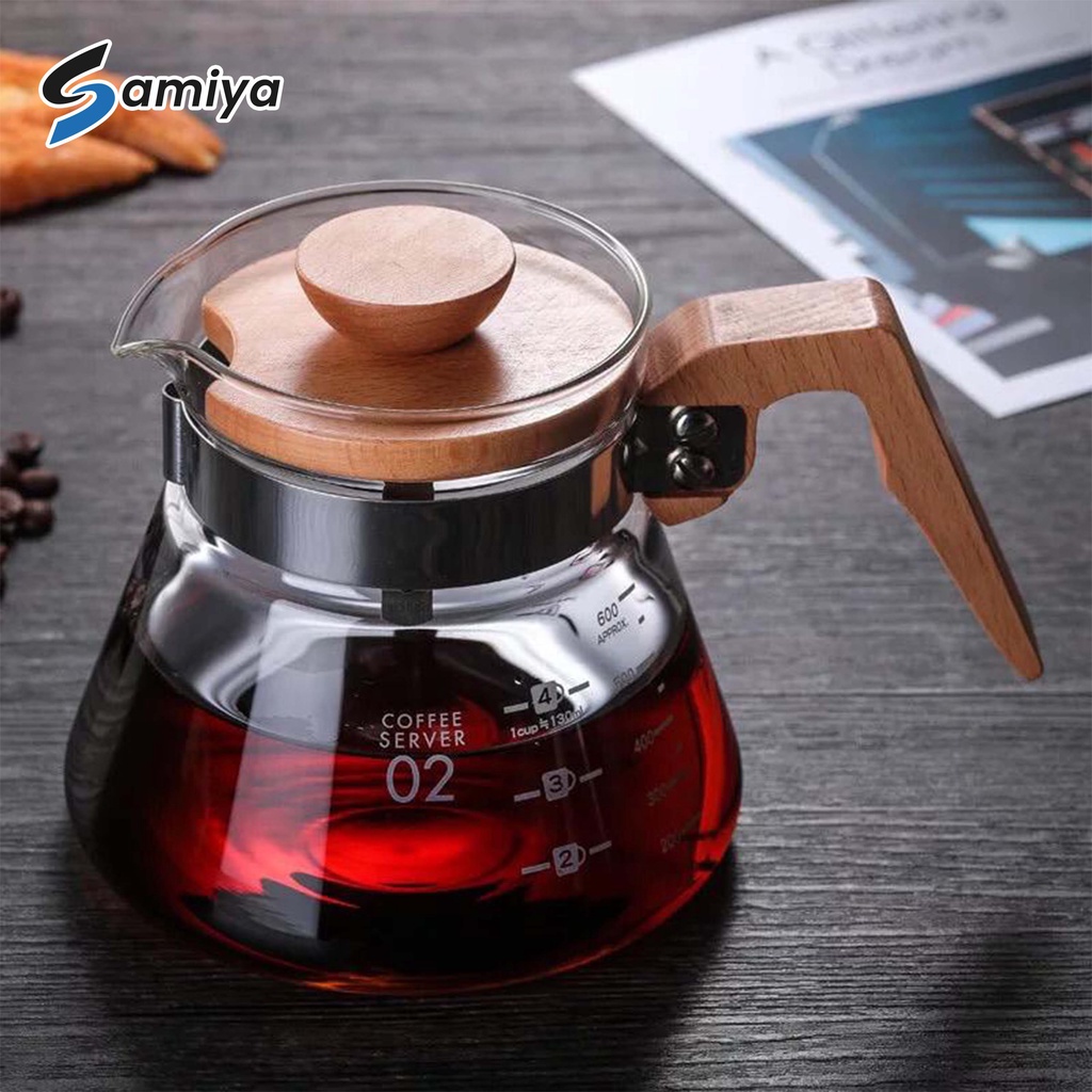 paket coffee server v60 wooden dripper / coffee pot server 01 02 / teko kopi server set kayu