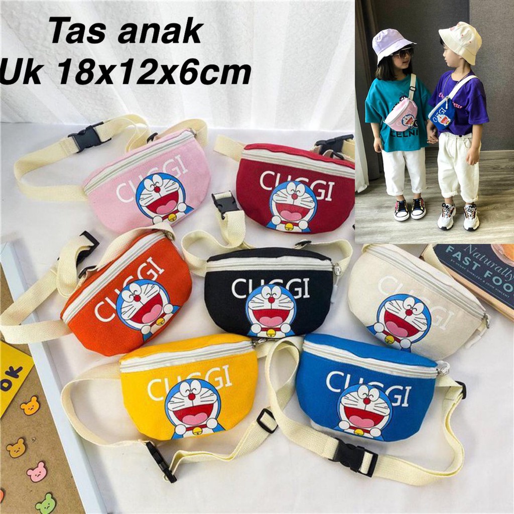 (LOLI-JKT) TS-30 TAS ANAK IMPORT WAISTBAG GG MOTIF DORAEMON 7 WARNA