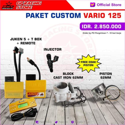 Paket CUSTOM BRT Bore UP VARIO 125 MENJADI 180CC + Juken 5 + Remote