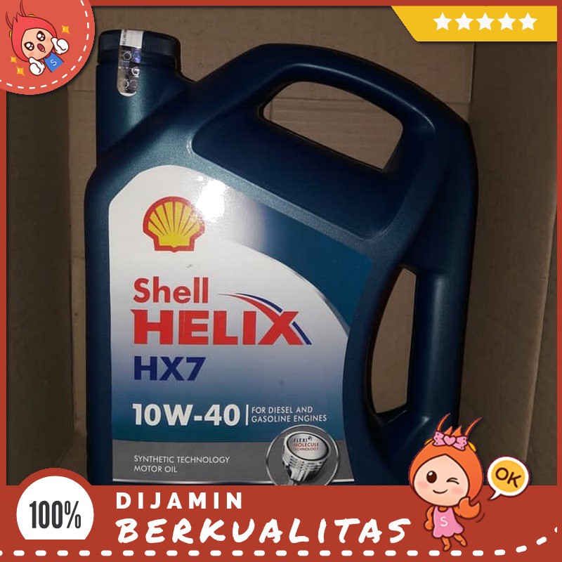 Oli Shell Helix Biru Hx7 10W-40 Galon 4 Liter Api Sn , Acea A3 / B4 Sparepart Motor Murah