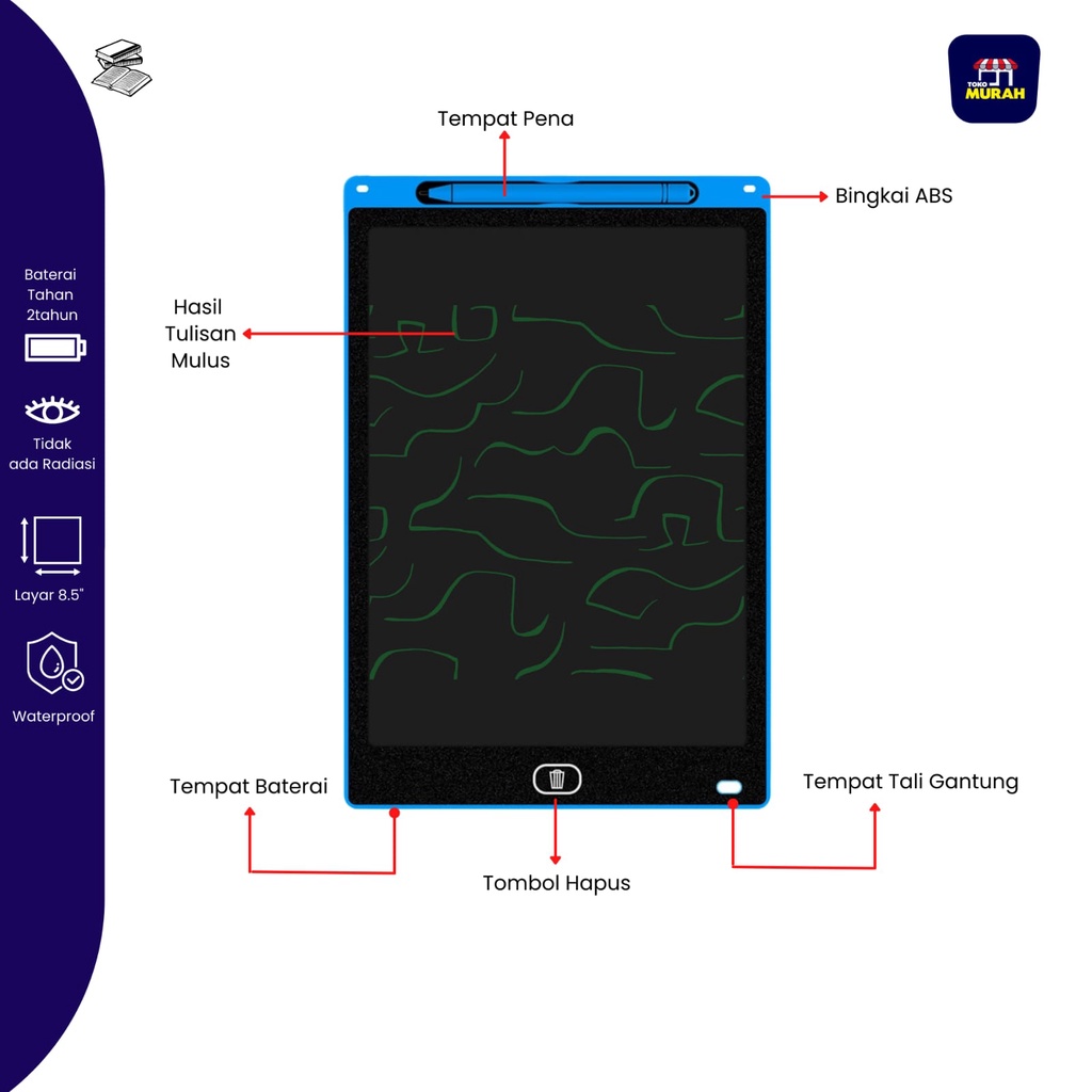 Papan Tulis Hapus Anak writing tablet LCD 8,5&quot; tablet menggambar