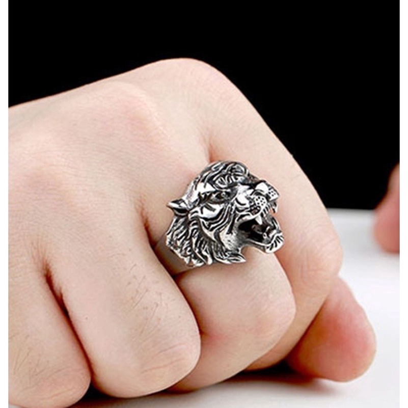 Cincin Silver Punk Motif Harimau untuk PriaXIANGXIAN