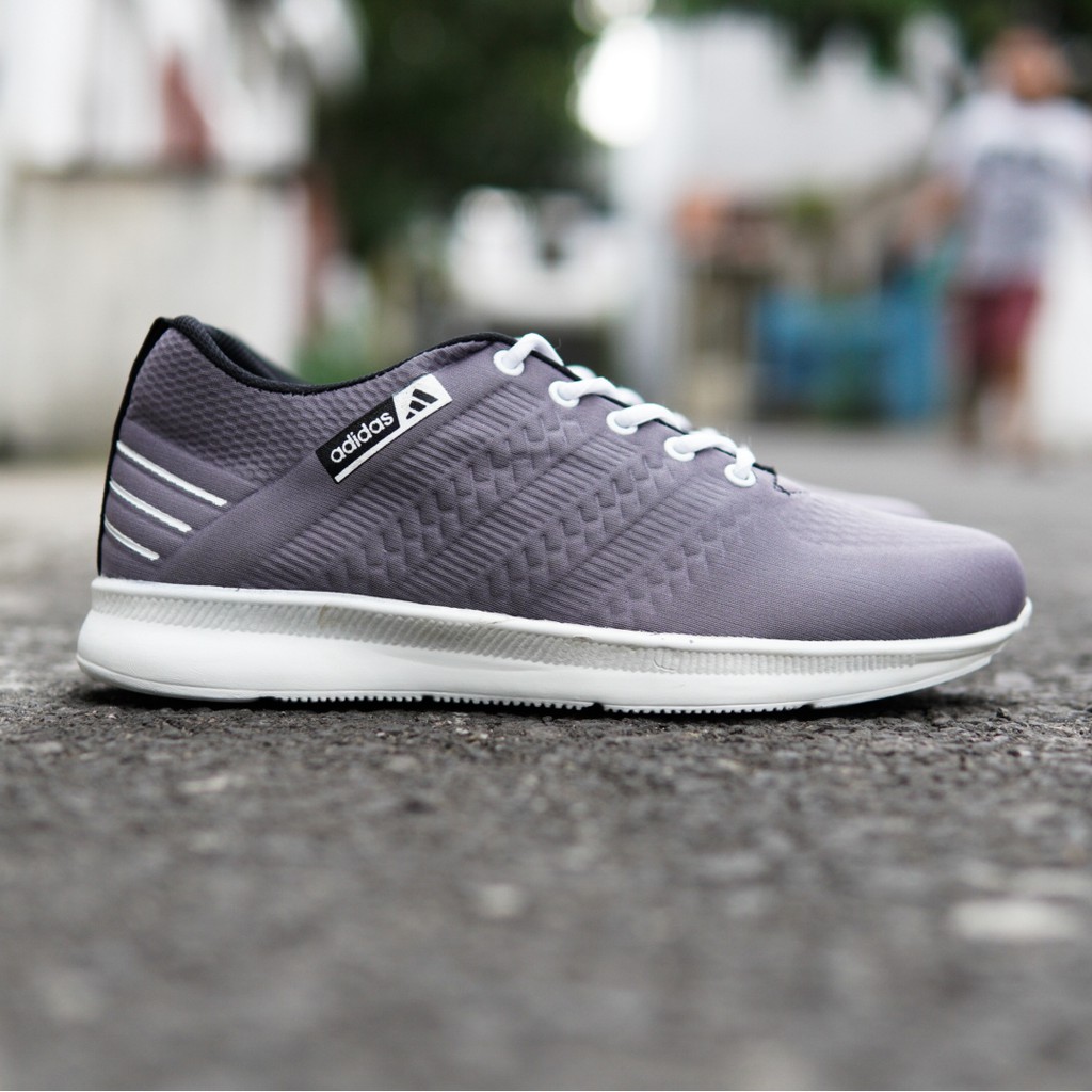 MS - COD Sepatu Olahraga Pria Sneakers Adidas Flyknit Abu Sport Running Jogging Sekolah Casual Jalan