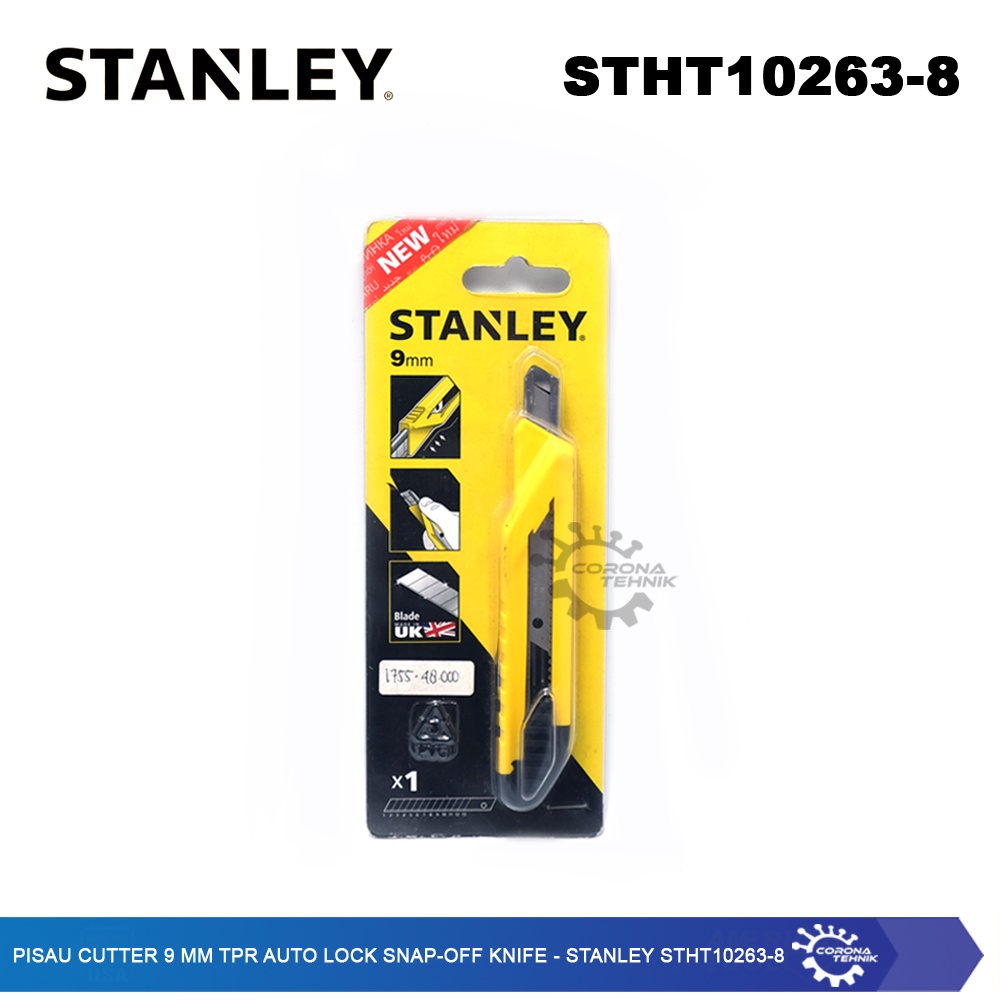 Stanley STHT10263-8 - Pisau Cutter 9 mm TPR Auto Lock Snap-Off Knife