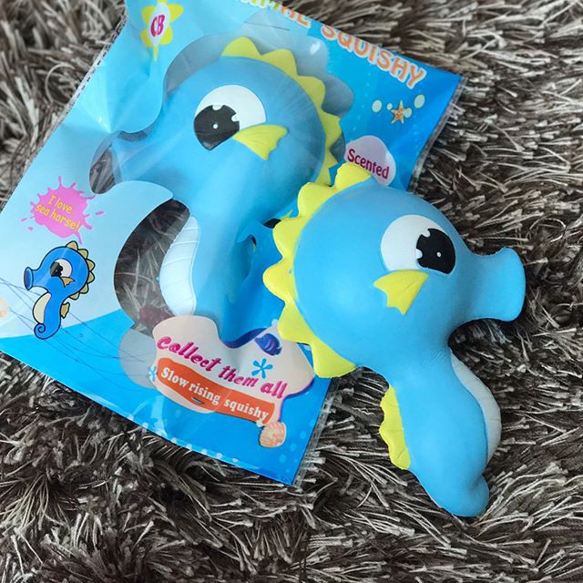 BLUE SEA HORSE SQUISHY / soft rare cute slime animal lucu slow squishi