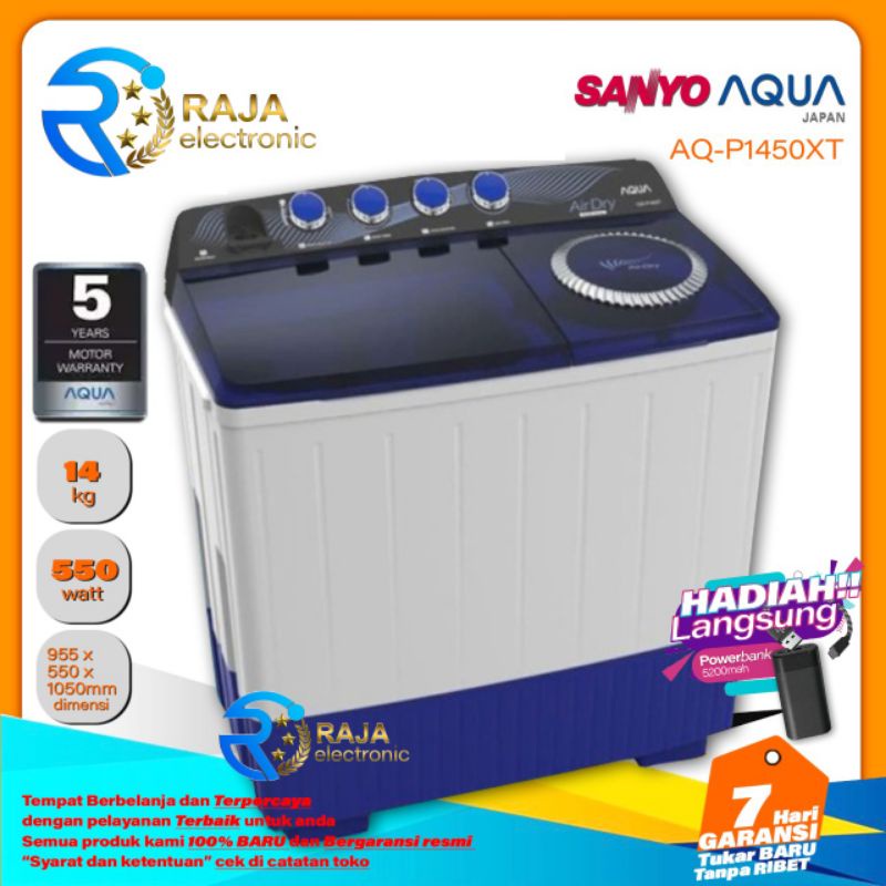 Mesin Cuci AQUA JAPAN AQ-P1450XT 14Kg 2 Tabung  Bergaransi Resmi AQUA SANYO