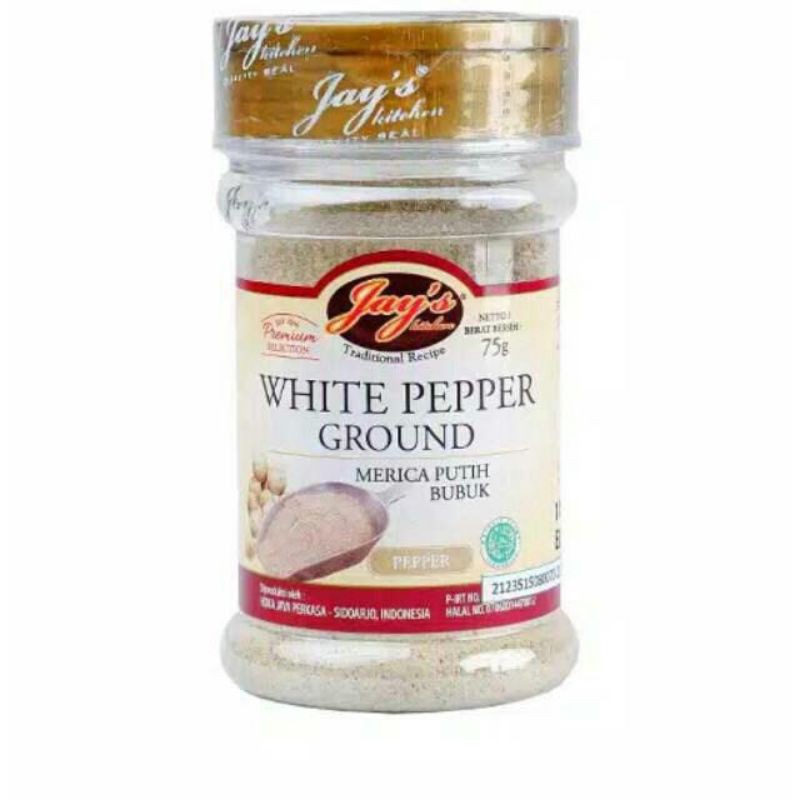 

Jay's White Pepper Ground | Lada Putih Bubuk Jays 75 gram