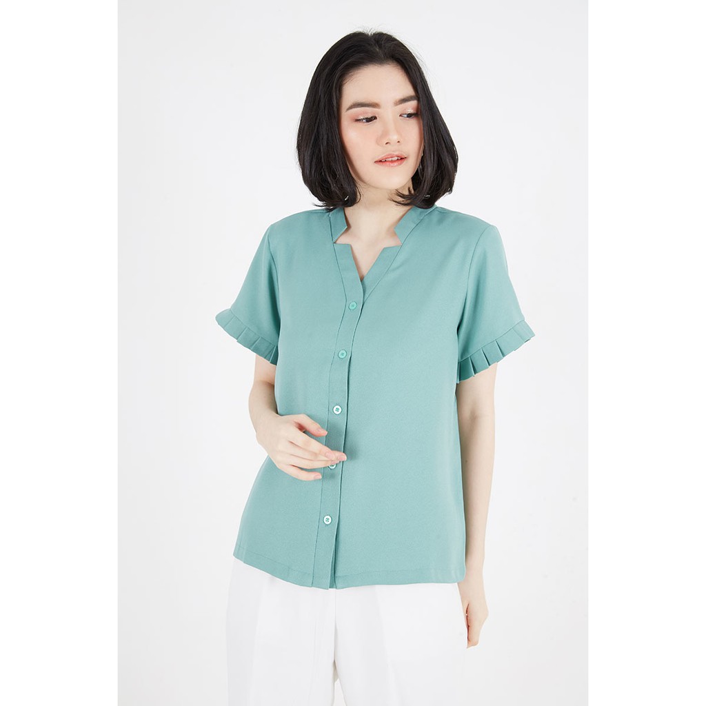 Sorabel - Dixasa Plain Pleats Blouse / Kemeja Wanita Lengan Pendek-6