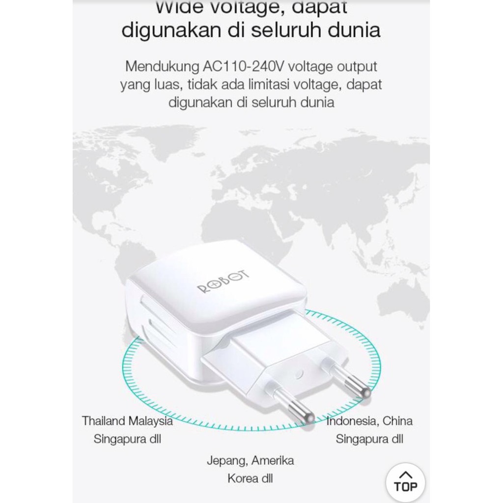 BATOK CHARGER ROBOT RT-K6 2.4A 2USB