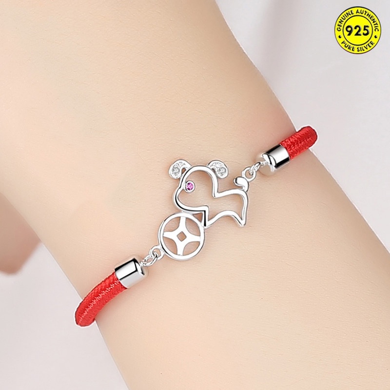 Chinese Zodiac Zodiac Year of Dog This Animal Year Red Rope Fortune Dog Bracelet