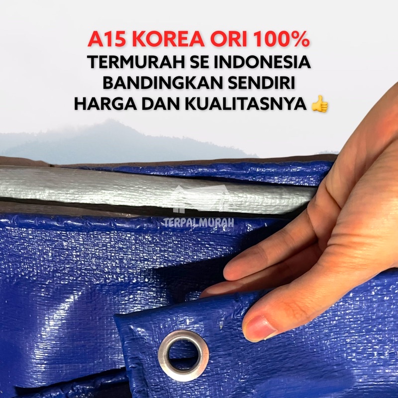 PROMO! Terpal Plastik A15 KOREA Superbird Biru Silver Awet Super Tebal