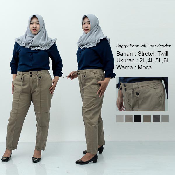 Putri Nasya - Celana Big Size Panjang T S C Ukuran 8L,6L,5L,4L,2L,XL,S Fit To L Warna Cream Moca Capucino Hitam Abu Tua Muda