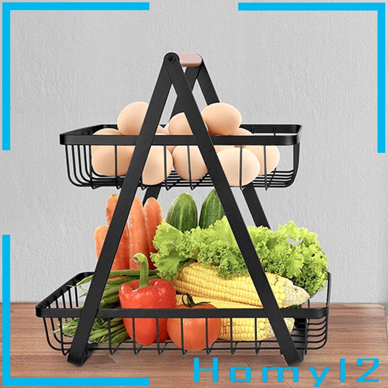 (Homyl2) Keranjang Buah / Roti Portable 2 Tingkat Bisa Dilepas