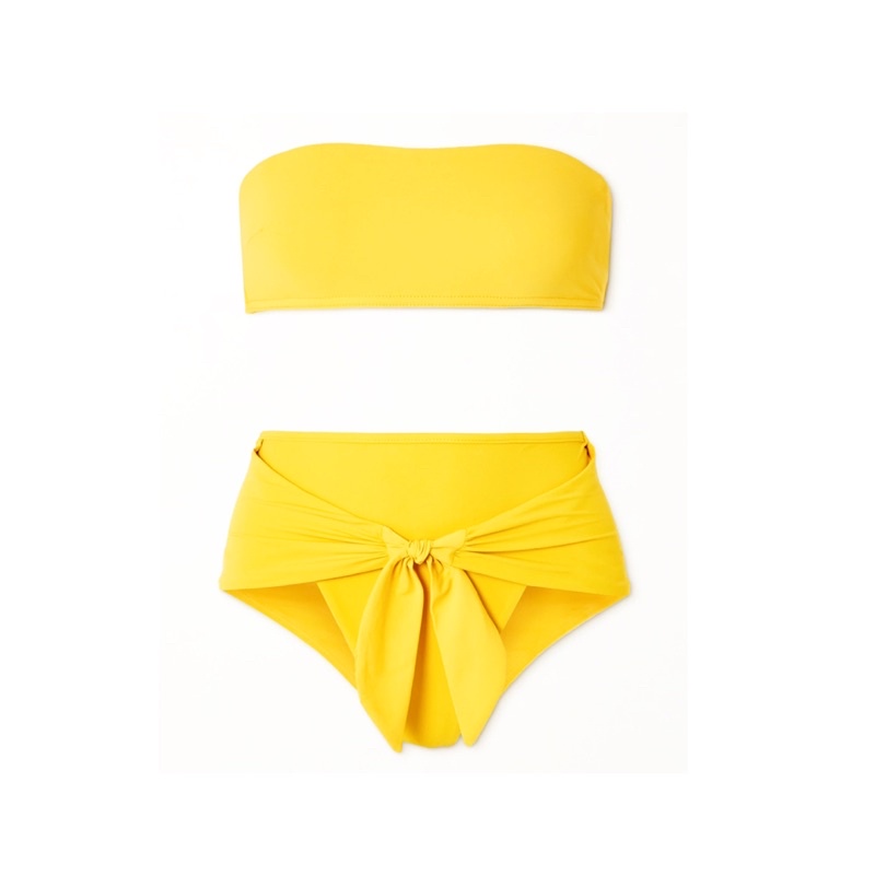 Savana Beachwear - NEIMAN Bikini Set kuning high waist baju renang wanita strapless kemben neon ikat