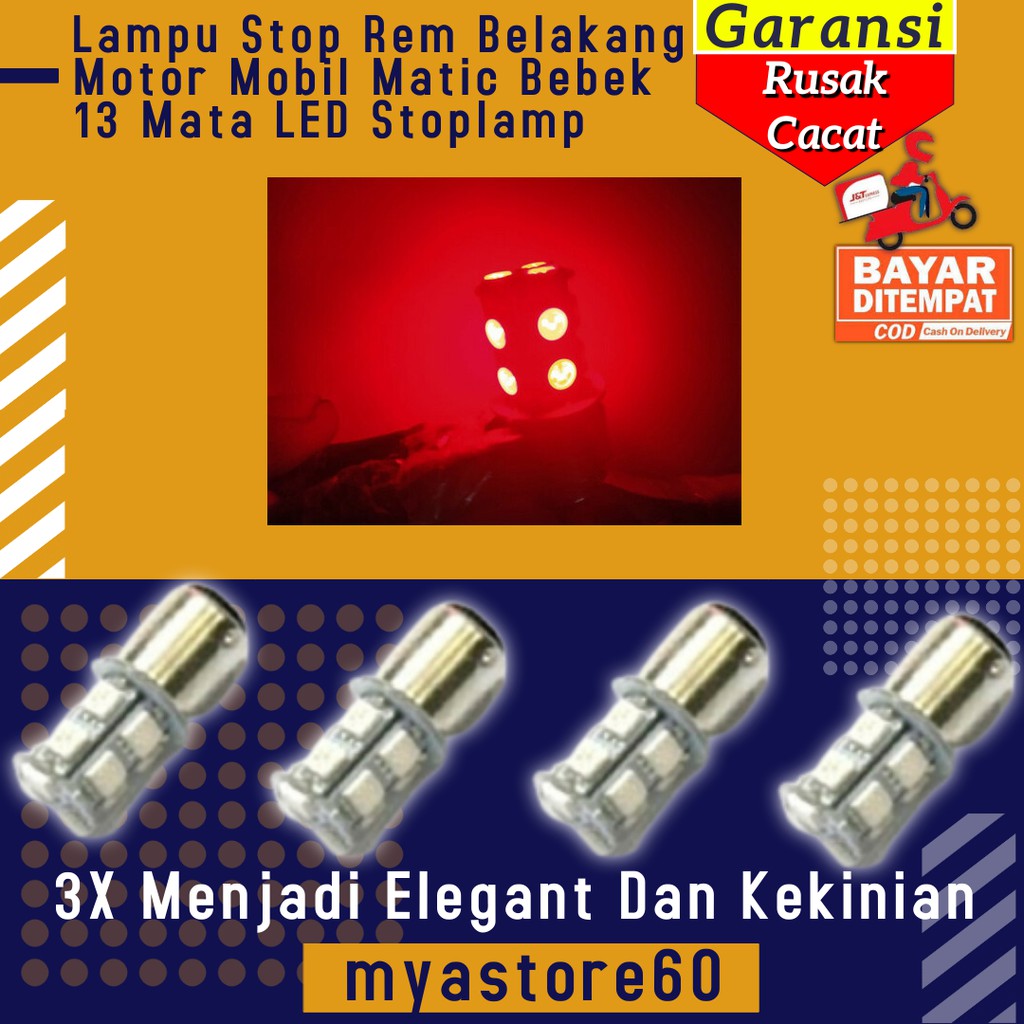 Lampu Stop Rem Belakang Motor Mobil Matic Bebek 13 Mata LED Stoplamp