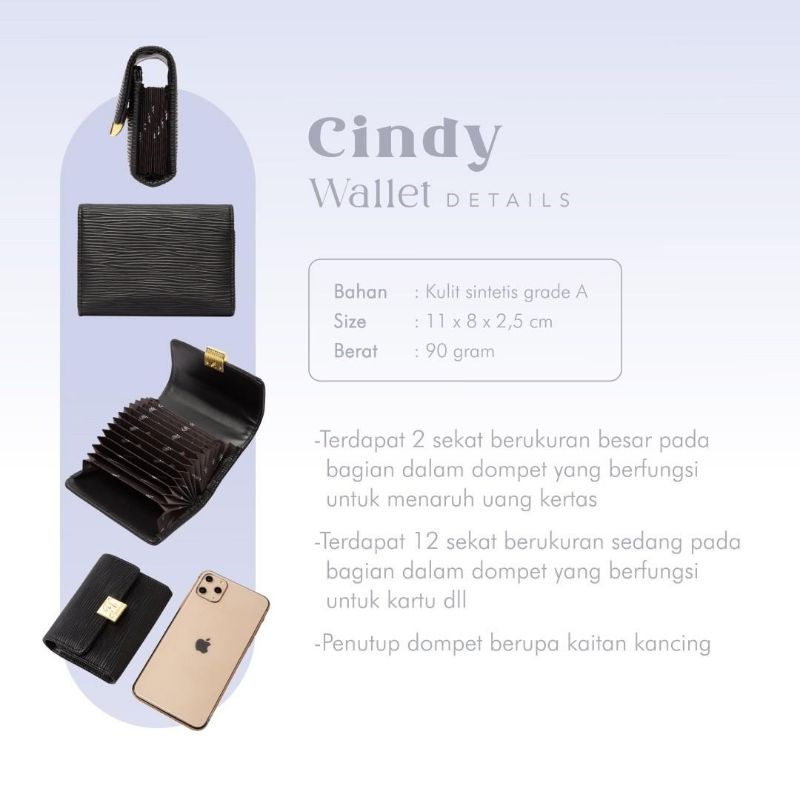 CINDY CARD WALLET JIMS HONEY DOMPET KARTU WANITA KECIL LIPAT IMPOR FASHION CEWEK KOREA CARD WALLET