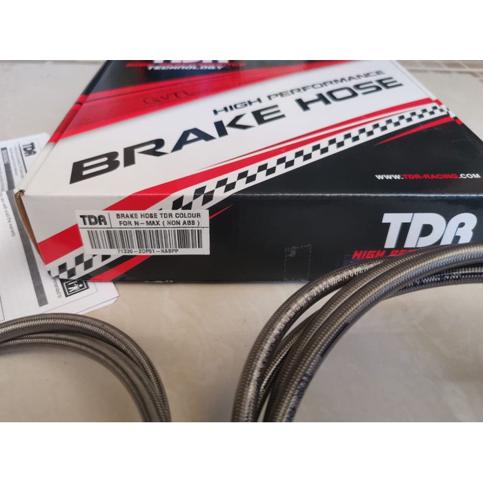 BRAKE HOSE SELANG REM TDR RACING SILVER SET AKSESORIS YAMAHA NMAX NON ABS 2016-2021 ORI