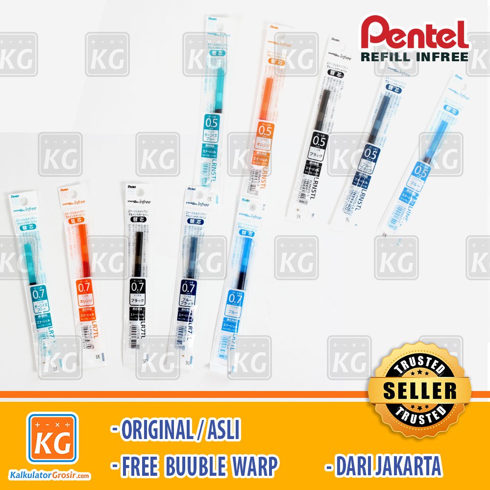 Refill Pen Pentel Infree Energel-X Isi Ulang Pulpen Gel  0.4mm / 0.5mm / 0.7mm XLRN5 - XLR7 BLN-BL