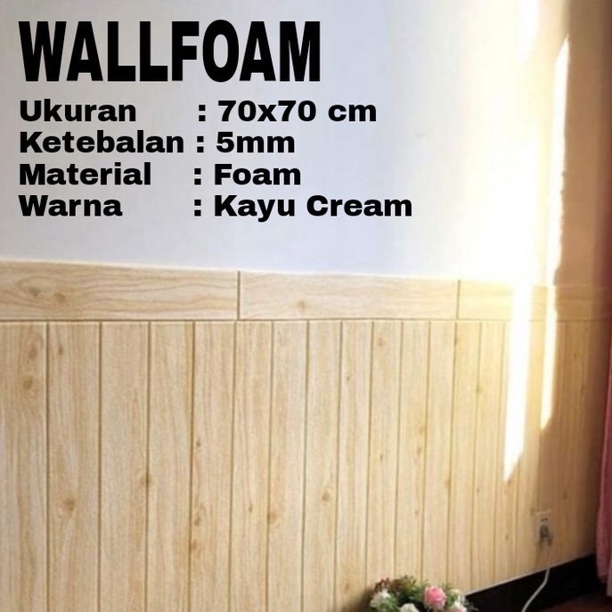 PROMO!! BUY 25PCS FREE 1PCS !! Wallpaper Foam 3D Sticker Motif Kayu Tebal 4mm & 5mm-2