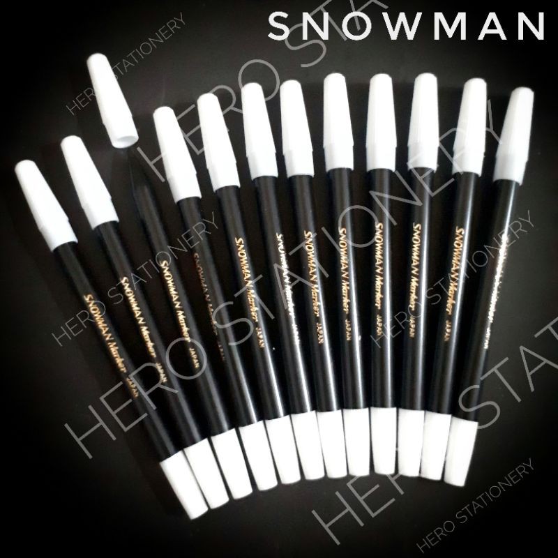 

Spidol snowman marker hitam black . 12 unit