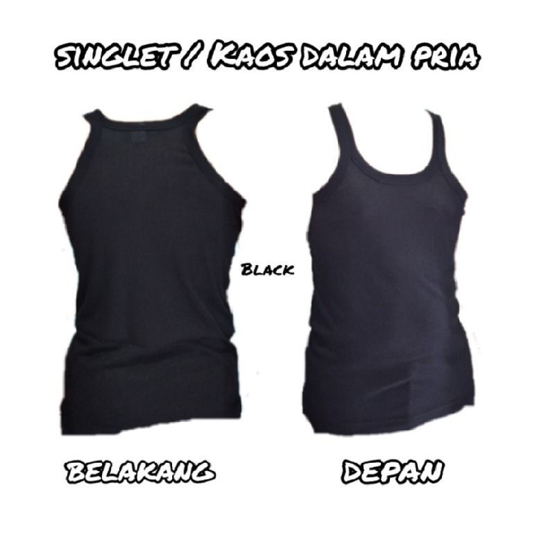 Kaos Singlet Pria Hitam | Kaos Dalam Hitam | Warna