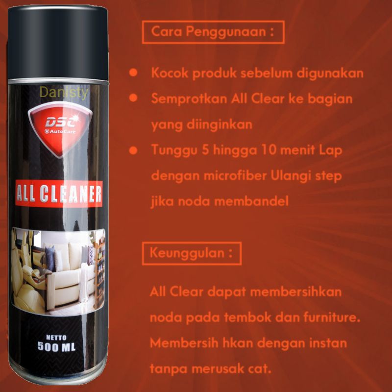 All Clear foam busa  Pembersih serbaguna /interior mobil/sepatu