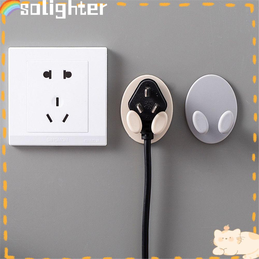 2 Pcs Kait Dinding Penyimpanan Power Plug Soket Dengan Perekat Untuk Dapur / Kamar Mandi