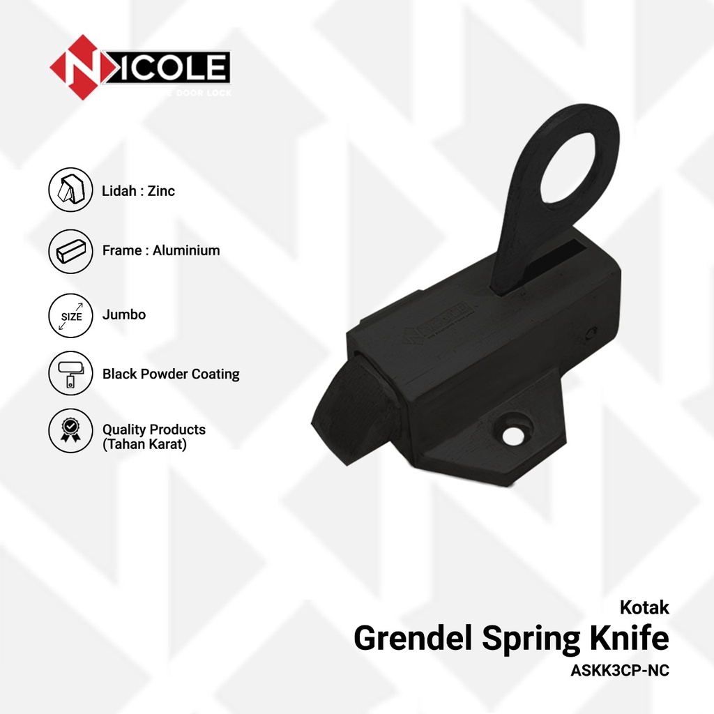 Grendel Spring Knife Kotak / Kunci Jendela Nicole Jumbo