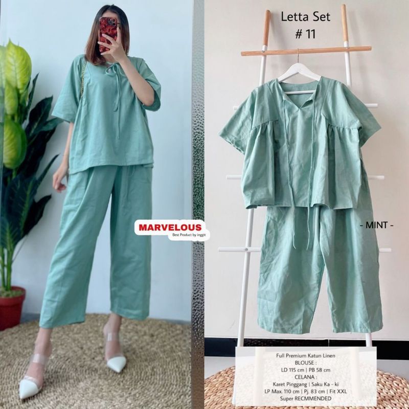 letta set #11 set wanita bahan katun rami by marvelous